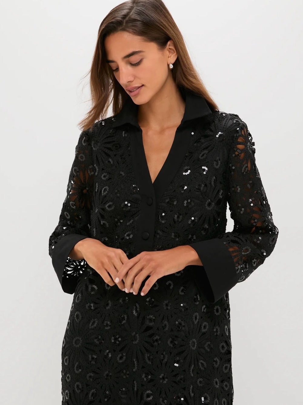 Tuckernuck Black Sequin Lace Mini Dress